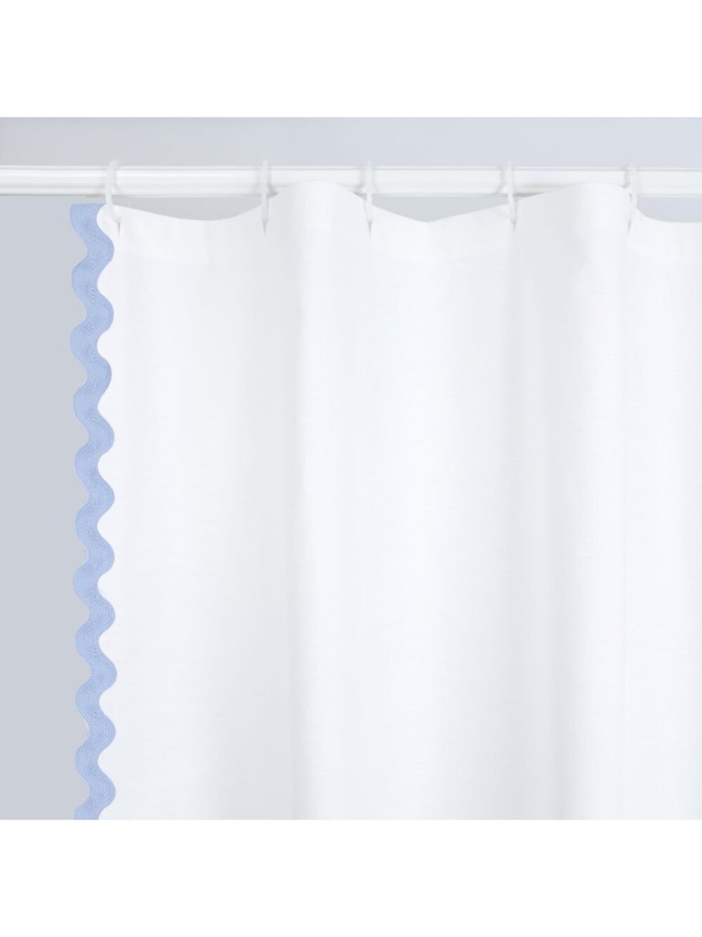 Textured Blue and White Scalloped Shower Curtain for Bathroom 72x84 Inches